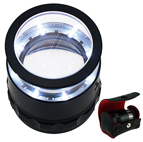 Pocket Handheld klein Größe 10x mit 25mm 2,5cm (0,99 Zoll) mit LED-Licht, fokussierte Augenlupe Schmuck Mikroskop Lupen für Edelsteine, Hobbies Antiquitäten Modelle, austauschbare Reticle Skala