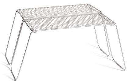 Vargo Titanium Bifold Foldable Campfire Grill - Portable Titanium Grill Surface with Legs - 60+ Square Inch Cooking Surface for Backpackers and Campers