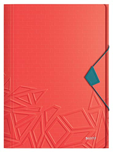 Leitz Urban Chic Eckspannermappe für bis zu 150 Blatt in A4 Format, Gummibandverschluss, Kunststoff, Rot, 46490020