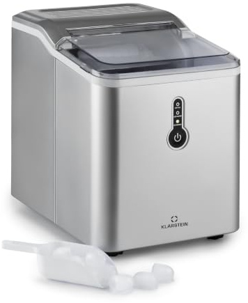 Klarstein Eiswürfelmaschine Klein, 1,5L Eiswürfelbereiter, Eiswürfelmaschine für Große Eiswürfel, Schnelle Leichte Reinigung, Eiswürfelbereiter 12kg Eis pro Tag