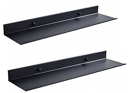 AJINGELA An der Wand montiert Schwimmend Metall Regale Ledge, Schwarz Badezimmer Regal Wandhalterung Regale Platzeinsparung Rostfest Extra stark Schwebende Regale Lagerregal (2 pcs, 60CM)