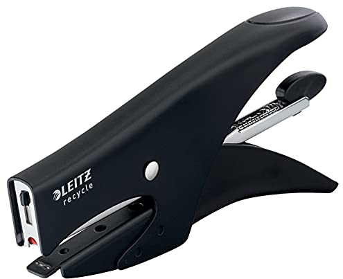 Leitz NeXXt Pinzatrice / Spillatrice a Carica Posteriore in Metallo, Adatta all'utilizzo in Casa / Ufficio, Confezione con Graffette n.8 Inclusa, 100% Riciclabile, CO2 Neutrale, Gamma Recycle - Nero
