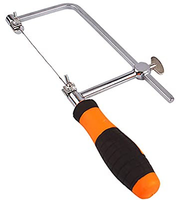 Bågsåg mångsidig Coping såg höghållfast bågsågar professionell liten handsåg med 15 cm ersättningsblad för träbearbetning (L) (svart)