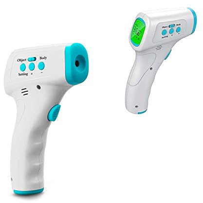Thermomètre numérique infrarouge contrôle entrées, mesure frontale corps sans contact cuir 1-3 cm température corporelle Thermoscanner sans fil automatique contrôle écran rétroéclairé