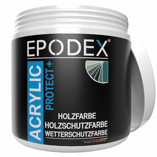 EPODEX ACRYLIC PROTECT+ Wetterschutzfarbe - Pastellorange II | Flexible Holzfarbe, Zaunfarbe, Gartenhausfarbe & mehr, Tropffrei, Wetterfest, Innen & Außen, 1kg -8m² bei einmaligem Anstrich
