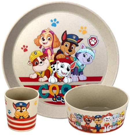 Koziol CONNECT GROW PAW PATROL Kindergeschirrset 3teilig | kleiner Teller + Schale + Becher | für Kinder ab 6 Monate | biozirkulärer Kunststoff, bruchfest, spülmaschinengeeignet (organic sand)
