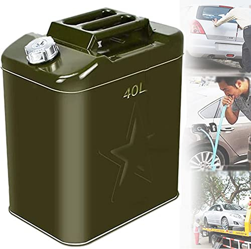 YILEFU Benzinkanister Tragbarer Verdickter Kanister aus 0,8 mm Stahl,Kraftstoffkanister für Benzin und Diesel,Reservetank mit dreifachem Griff,Stahlblechkanister,40L