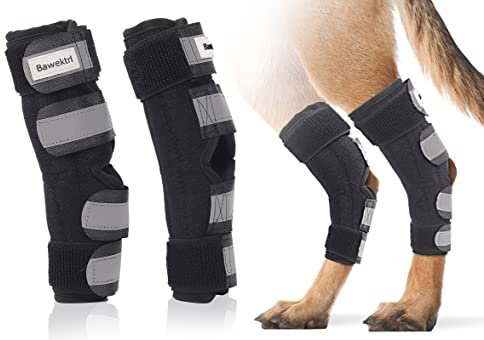 Hundebeinbandagen für Rückenbeine, Hunde-Sockelbandage für Hinterbeine, mit zwei Metallstreifen und reflektierenden Sicherheitsgurten, Arthritis, zerrissene ACL (1 Paar)