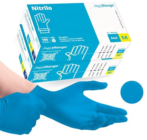 MediRange Nitrilhandschuhe M, Blau, robuste Einweghandschuhe, puderfrei, latexfrei, und proteinfrei, medizinisch, lebensmittelecht, vielseitig einsetzbar, 200 Stück