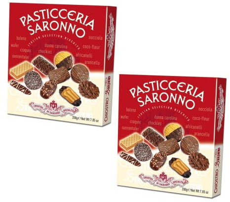 Chiostro di Saronno® | Amaretti del Chiostro® | Pasticceria Mista Assortita - 2 Scatole x 200 Gr | Scatole di Pasticceria | Assortimento Biscotti con Cioccolato