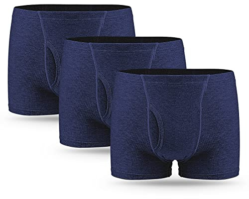 FAMI HELPER 3er Pack Inkontinenz Pants Männer mit 250ml saugfähiger Einlage | Herren Boxershorts aus Baumwolle weich atmungsaktiv bequem und wiederverwendbare saugfähige Inkontinenz-Unterwäsche Blau