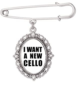 I Want A New Cello Art Deco Brosche Pin Kleid Hemd Schal Clips, M