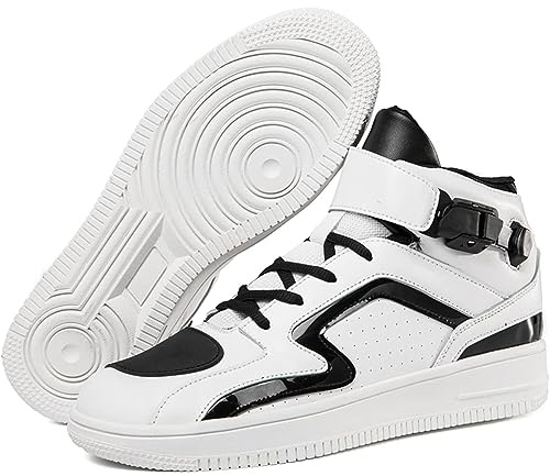 DJFOG Herren-Motorradschuhe, Leder-Biker-Motorradstiefel, Fahrradschuhe mit Knöchelstütze, Aufprallschutz, professionelle Schuhe