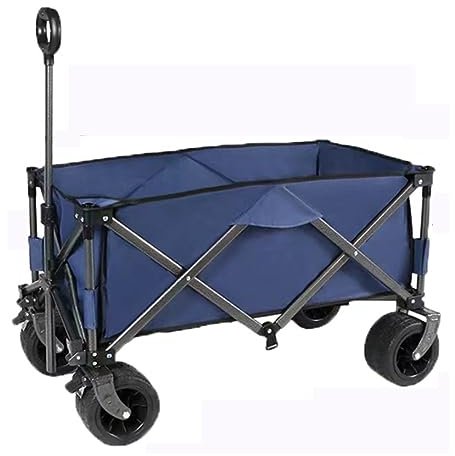Faltbollerwagen Bollerwagen Handwagen Klappbarer Wagenwagen, Mehrzweck-Gartenwagen, Tragbarer Rollender Einkaufswagen Für Strand- Und Outdoor-Picknick Faltwagen Strandwagen Transportwagen ( Color : Bl