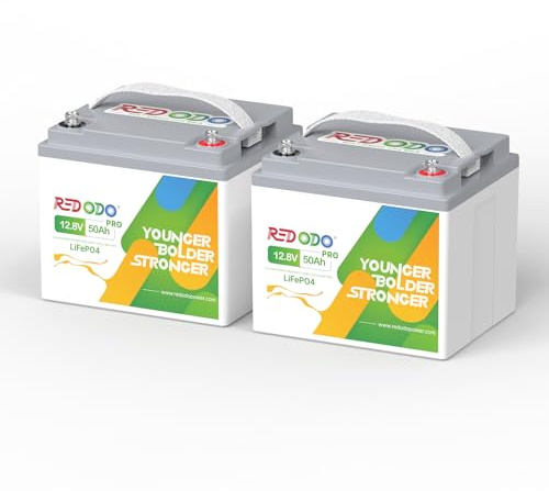 Redodo [2er Pack] 12V 50Ah Pro LiFePO4 Batterie mit 50A BMS, 100% 640Wh nutzbare Energie für Wohnmobile, Stromfall, Trolling Motor, Überwachungssystem, Autarke Anwendungen | Ideal für die Stromversorgung von Wohnmobilen, Notstromaggregaten, Solaranlagen, Elektromotoren und Bootsausrüstung.