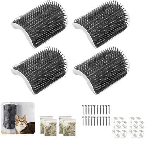 4 Stück Katze Selbst Groomer Set, Katzenbürste Wand Ecke, Massage Ecke Katze Pet, Katzenbürste Wand Ecke, Zum Reiben Und Massieren Von Katzen, Katzengummis