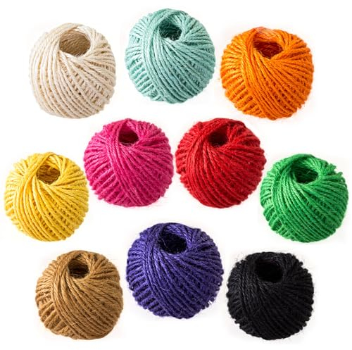 Naler Jute Twine 10 Rolls 82 Feet (25M) 2mm 3 Ply Natural String for Artworks, Gift Wrapping, Bottles Decorations, DIY Craft, and Home Garden Decor