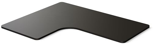 DESKSPACE Tischplatte eckig Massiv & Kratzfest (25 mm) | Schreibtischplatte mit Melaminbeschichtung, robuste Tischplatte für Büroschreibtische (160 × 130 × 70 cm) (Schwarz)