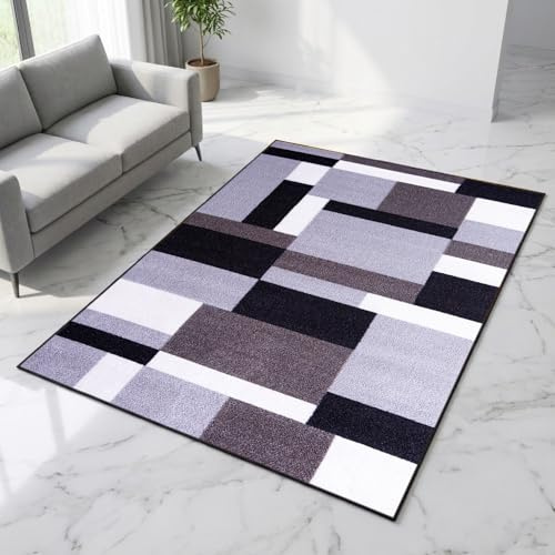 Rugs Inn Kilas Rugs for Indoor - Super Soft Distressed Low Pile Hallway Living Room Bedroom Kitchen Entryway Large Area Rug Carpet Mat- Grey Black, 120 x 170 cm
