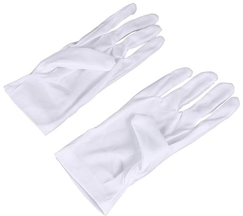 Veemoon 12 Paare Etikette Handschuhe Arbeitshandschuhe wiederverwendbar check arbeiten Gartenhandschuh Lebensmittelhandschuhe feuchtigkeitsspendende Handschuhe gewidmet Bambusprodukt Weiß