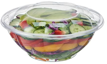 Jaluxing [24 oz. 150 Sets Clear Plastic Salad Bowls with Airtight Lids Disposable To Go Mixing Containers Serving for Fruit, Quinoa, Lunch and Meal Prep