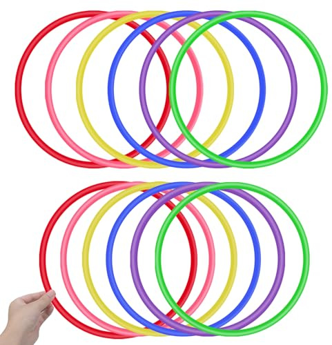 OOTSR 12pz Anelli di Lancio in Plastica per Giochi di Anelli Toss, Pratica di Velocità e Agilità, Giochi di Partito, Carnevale, Feste in Giardino, Compleanni(25cm, 6 Colori)
