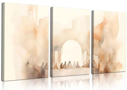 Leinwandbild, Motiv: Das letzte Abendmahl, christliches Aquarell, Retro, Jesus, Wanddekoration, Bilder, Bibelgeschichten, Drucke, minimalistisch, religiöser Glaube, Gott, Gemälde für Esszimmer,