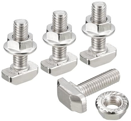 QUARKZMAN Vis en T avec Boulon M6x20mm et Écrous à Bride Hexagonale M6, 30 Ensembles de Boulons en T à Tête de Marteau et Tige en T pour Profilé en Aluminium de Série 30