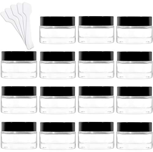 Clear Glass Jars-15 Pack,1 oz Round Glass Jars with Black Lids