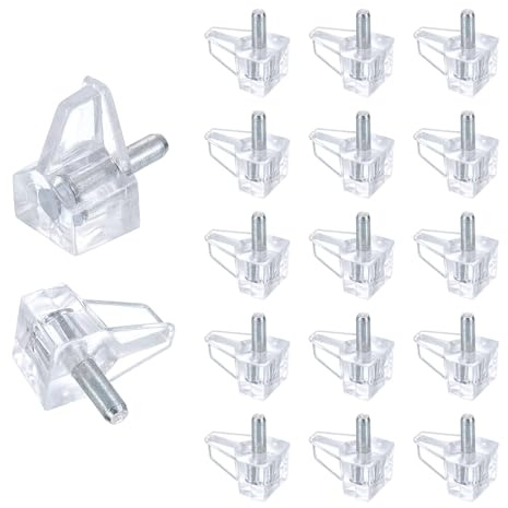 sourcing map 45 Pcs Clear Shelf Support Pegs, 3mm Cabinet Shelf Pins, Shelf Clips Holder Bracket for Cabinets Kitchen Furniture Book Shelves Cupboard