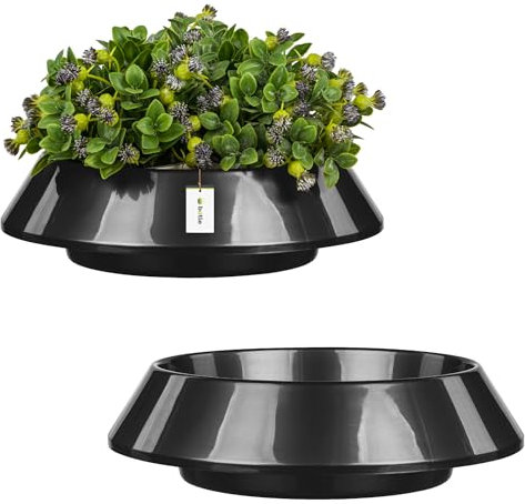 botle 2 ciotole per cimitero, rotonde, diametro 25 cm, in plastica, decorative, iim Glänz, grafite, composizioni floreali per fiori vivi e artificiali
