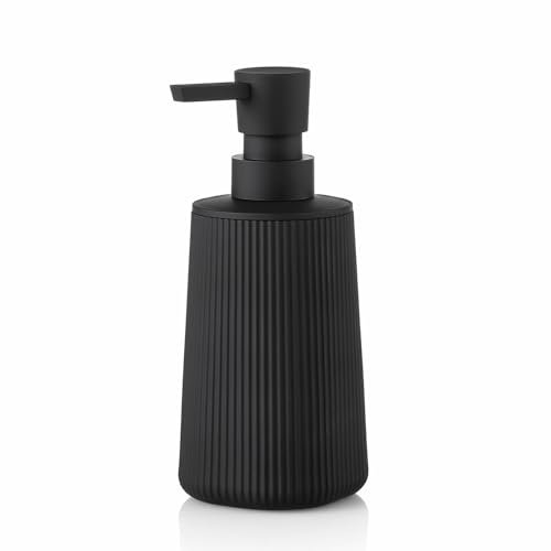 Distributeur de Savon Moderne pour Salle de Bain et Cuisine, Noir, à Pompe, pour Salle de Bain et Plans de Travail
