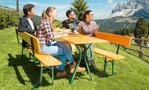 Öltält-set ölträdgårdsset festtält-set hopfällbar uppsättning med bordsram benfrihet med bänksryggstöd 1 A bryggerikvalitet med 50 cm bordsbredd direkt från tillverkaren längd 220 cm natur
