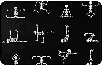 POKIKKJH Tapis de yoga antidérapant motif tête de mort - Facile à nettoyer - Convient pour les chambres et les cuisines - 49 x 80 cm