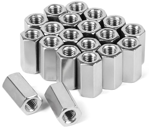 LALAGO 20 pièces M8 x 24mm Long Écrou Hexagonal en Acier Inoxydable VA V2A A2, Écrou de Couplage Version Hexagonale, Boulon d'Écrou Transversal Manchons Filetés Manchons de Distance