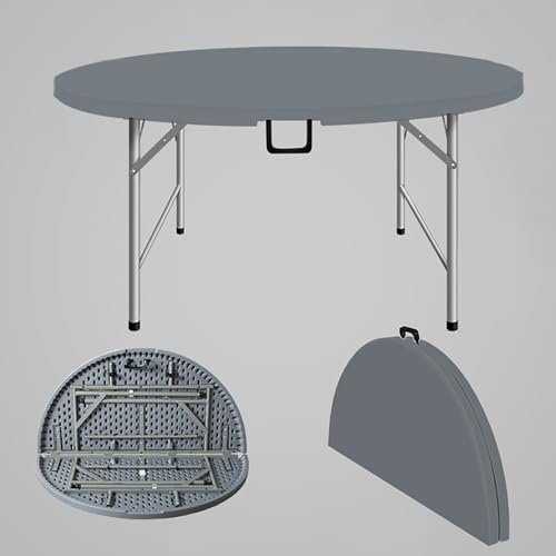 Tavolo rotondo pieghevole, tavolo da picnic portatile con manico, supporto in metallo, portata 300 kg, ideale per campeggio, barbecue, giardino