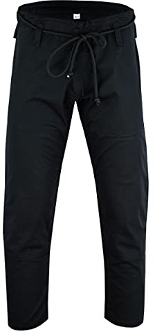 TRUESAGAUSA Regular Brazilian Jiu Jitsu Bottoms BJJ Pants 100% Cotton Light Weight Kids Adults Unisex (Black, Kids-K00)