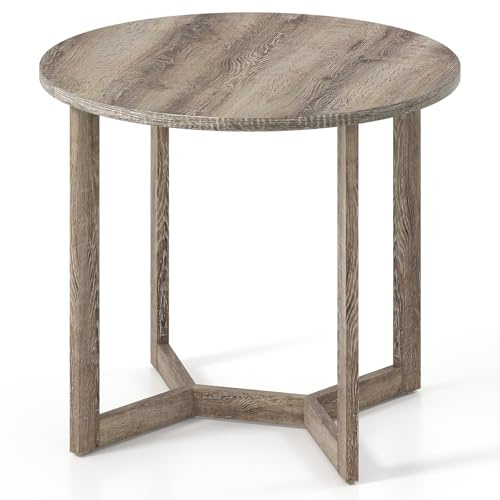 Giantex 36 Round Dining Table for 4, Kitchen Table with Wing-Shaped Base, Wood Grain Tabletop, 220Lbs Capacity, Coffee Tables for Dinette, Dinner, Dining Room, Living Room, Restaurant (Oak)