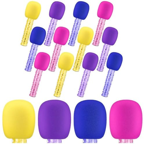 Zghhc Tubes De Bonbons pour Microphone, 12 Pièces/Ensemble, Tubes De Bonbons pour Fête À Thème Karoke, Accessoires Colorés, Microphone en Plastique, Jouet Star, Cadeaux De Fête