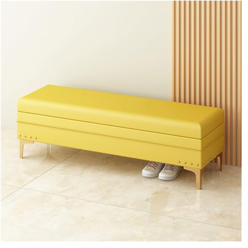 Fensterbank, gepolsterte Aufbewahrungsbank mit Nagelkopf-Verkleidung, Ottomane mit Stauraum für Wohnzimmer und Schlafzimmer, dekorative Wohnmöbel, Bettbänke (Gelb, 80 x 40 x 40 cm)