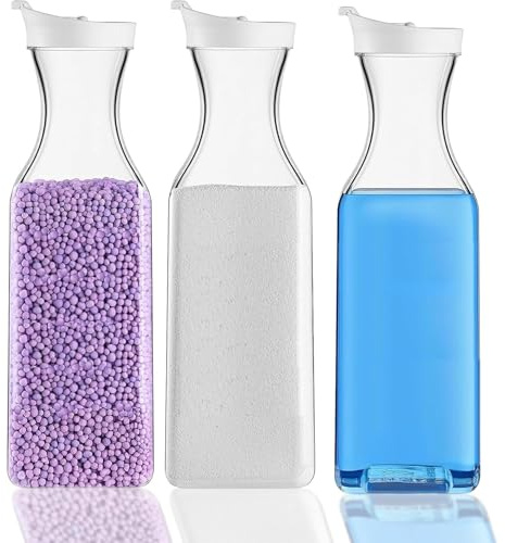 Waschmittel Aufbewahrung, 1,5L Waschpulver Aufbewahrungsbox, 3 Stück Waschmittelbehälter, PET Waschmittelbox, Waschmittel Organizer, Flüssigwaschmitteln und Weichspüler, für Weichspüler Waschmittel