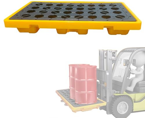 Genérico Bandeja Industrial para derrames de petróleo, Plataforma Modular Antideslizante para 2 bidones, Compatible con montacargas, Rejilla para Cubos de Pintura de 90-150 l, solución Duradera para