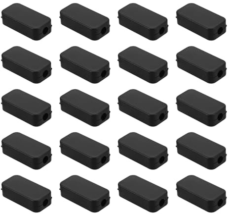 Cabilock Boîte de Jonction Électrique en Plastique Petite Boîte Portable Noire avec Deux Sorties de Câble Compatible Charge USB Lot de 20 Pièces pour Bureaux et Maison