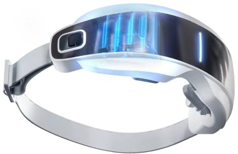 Fangxuee Dispositivo de Masaje Ocular 16D con Bluetooth, Masajeador de Puntos de Acupuntura Inteligente, Compresas Calientes, Lubricación con Vapor, Color