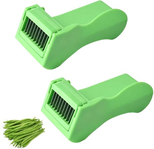 2PCS Runner Bean Slicer and Stringer UK, Mini Runner Bean Cutter, Stringer for Vegetable, Multi-Functional Pepper Green Bean Slicer, Versatile Kitchen Tool, Cabbage Shredder, Manual Food Slicer, Green