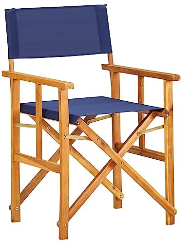 HaoChrymec Regiestuhl aus Akazien-Massivholz, Zusammenklappbar, Bequeme Rückenlehne und Sitz, Gartenstuhl für Terrasse und Balkon, Relaxsessel Garten, Gartenmöbel Set, 55 x 56 x 88 cm