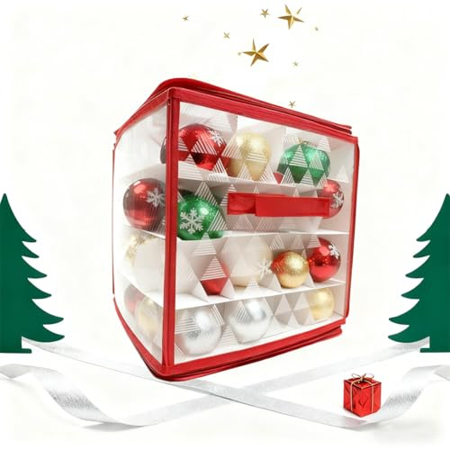 Box für Weihnachtskugeln, Dwafill 64 Kabinen Aufbewahrungsbox für Weihnachtskugeln, Aufbewahrungsbox Christbaumkugeln Mit Griff, Christbaumkugeln Aufbewahrung mit Deckel (B, 64)