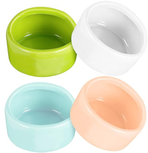 HOODANCOS 4 Stück Keramische Hamster Futternäpfe Stabile Kleine Näpfe für Wasser und Futter Bruchsicher Geeignet für Hamster Igel Meerschweinchen und Weitere Kleintiere Anti knabber Design