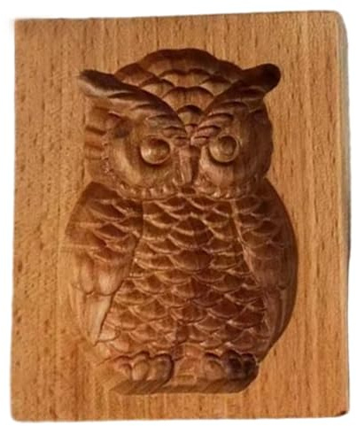 1PC Wooden Cookie Molds 3D Owl Embossing Cookie Stamps Mold for Christmas Thanksgiving Kitchen DIY Baking Tools