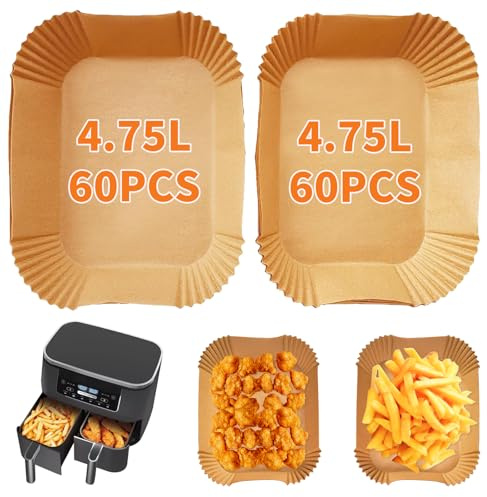 Air Fryer Liners Disposable for Ninja Dual, Keplin 9L Air Fryer, Emtronics, 120PCS Airfryer Liners 9L/9.5L, Air Fryer Accessories for Ninja AF300UK/AF400UK/SL400UK, Tower, Other Dual Zone Air Fryer